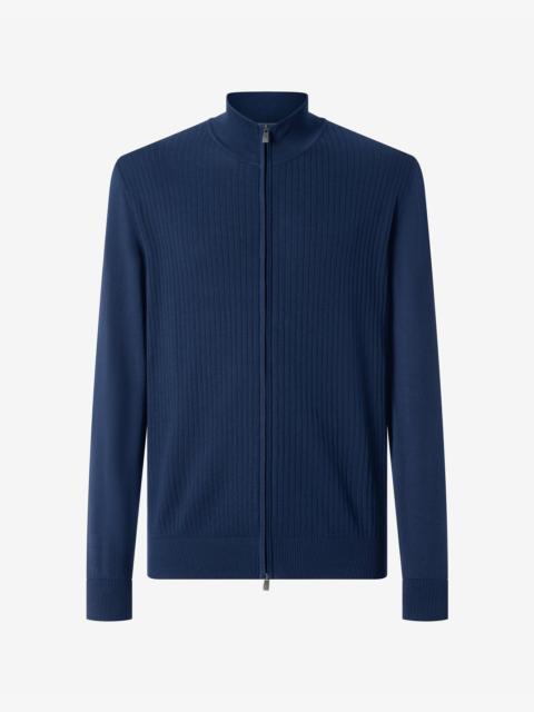 CORNELIANI Blue full-zip Pima cotton sweatshirt