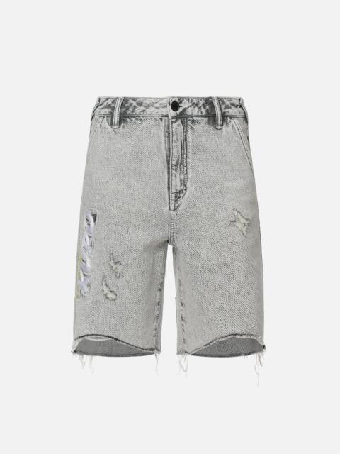 EVISU Distressed Bermuda Denim Shorts