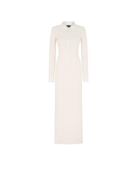 TOM FORD FULL NEEDLE STRETCH WOOL POLO MAXI DRESS