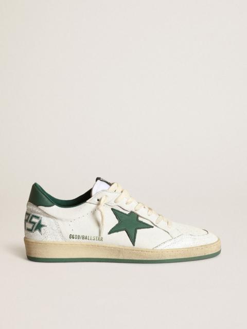 Women's Ball Star in white nappa leather with green leather star and heel tab