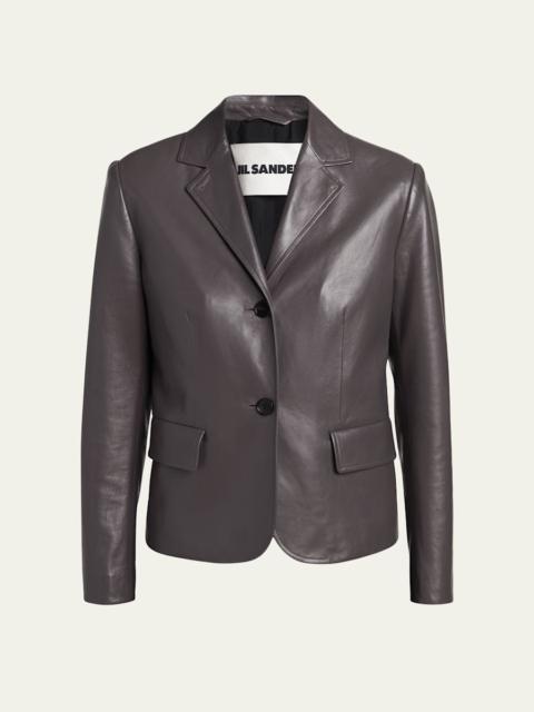 Jil Sander Leather Single-Breasted Blazer Jacket