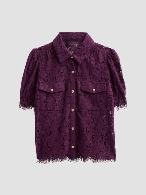 GENERATION LOVE Women's Lace Puff Sleeve Shirt - Plum