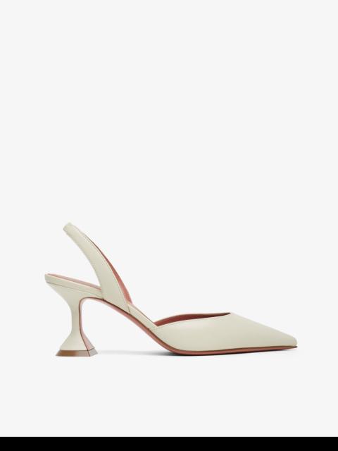Amina Muaddi Holli 70 white leather slingbacks