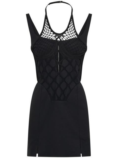 fishnet wire corset minidress