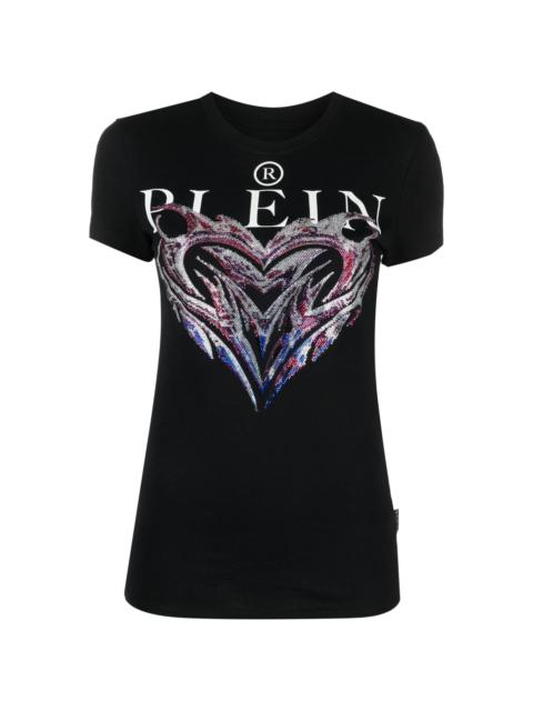 crystal-embellished logo-print T-shirt