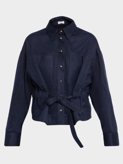 Brunello Cucinelli Brushed Wool Belted Shirt Jacket