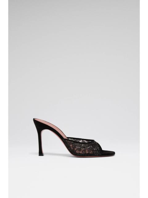 Amina Muaddi ALEXA LACE SLIPPER 95 SHINY BLACK LACE
