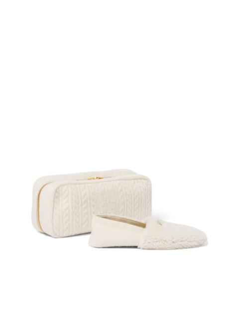 Miu Miu logo-lettering shearling slippers and case set