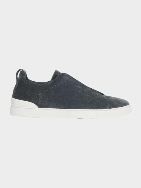 ZEGNA Men's Triple Stitch Suede Sneakers