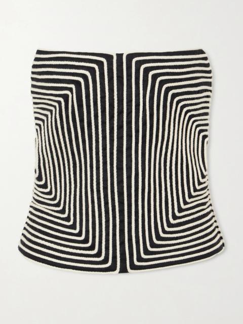 ANDRES OTALORA Nyota Alma Embroidered Linen-blend Bustier Top