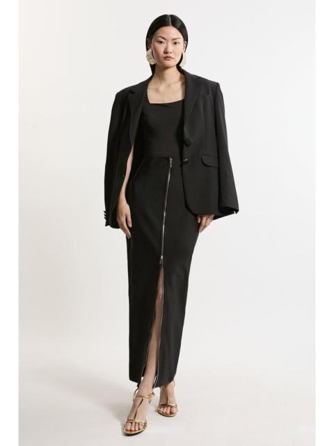 KAREN MILLEN Figure Form Bandage Knit High Waisted Zip Detail Maxi Skirt