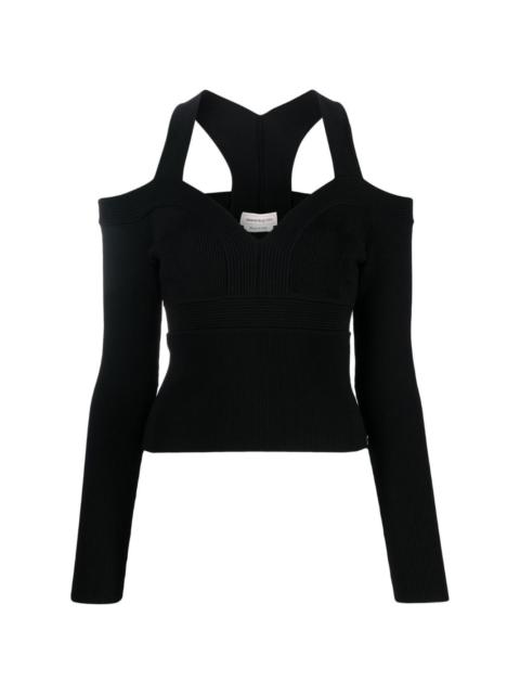 Alexander McQueen exposed shoulder knit top