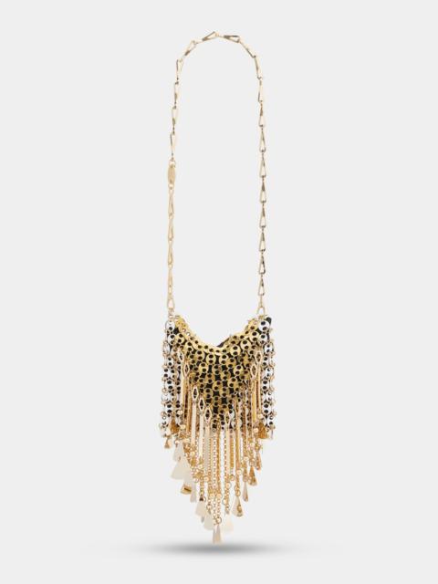 rabanne GOLD AND WHITE EIGHT FILLET BAG WITH EMBELLISHMENTS