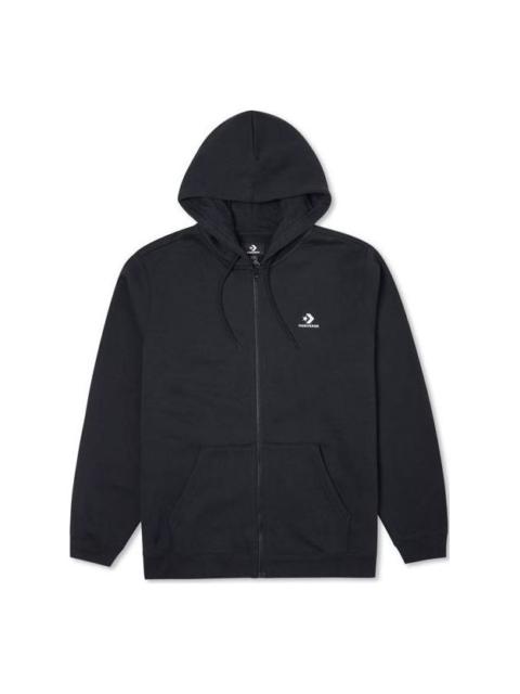 Converse Converse Go-To Embroidered Star Chevron Standard Fit Full-Zip Hoodie 'Black' 10024511-A01