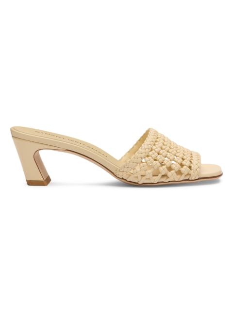 Stuart Weitzman Women's Marina 50MM Woven-Leather Block-Heel Sandals - Straw