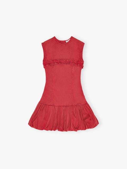 GANNI RED WASHED STRETCH COTTON CORSET 미니 드레스