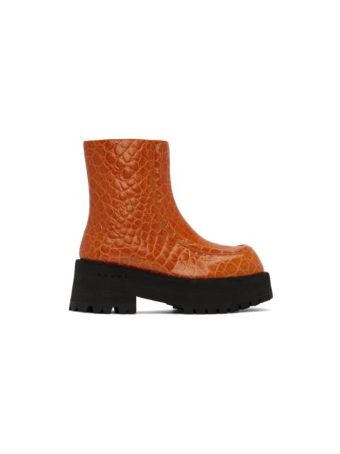Marni Orange Zip Boots