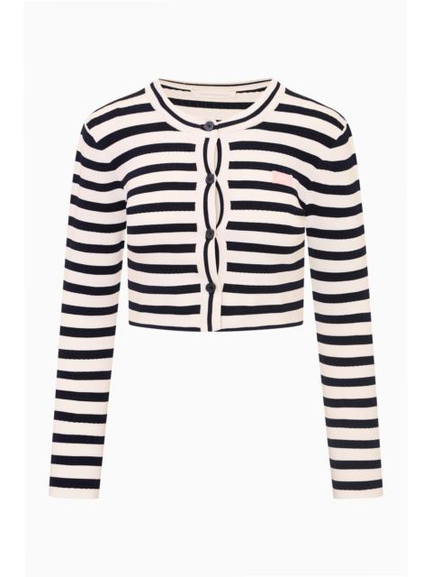 LoveShackFancy Avanette Striped Stretch Knit Cardigan