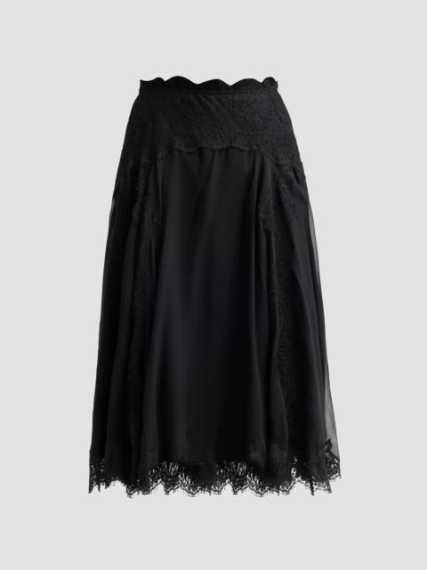 Dolce & Gabbana Women's Lace-Trim Silk-Cotton Midi Skirt - Nero