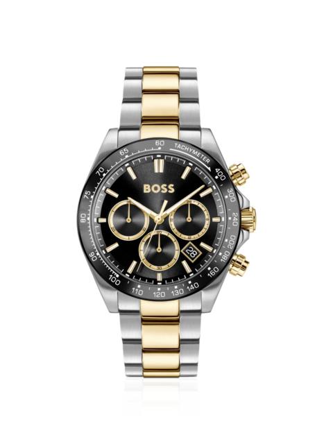 BOSS STEEL-BRACELET WATCH WITH BLACK DIAL