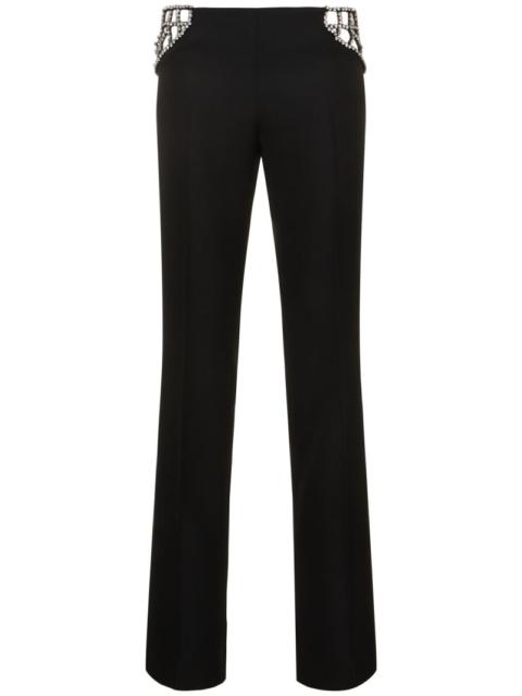 Embellished wool straight pants