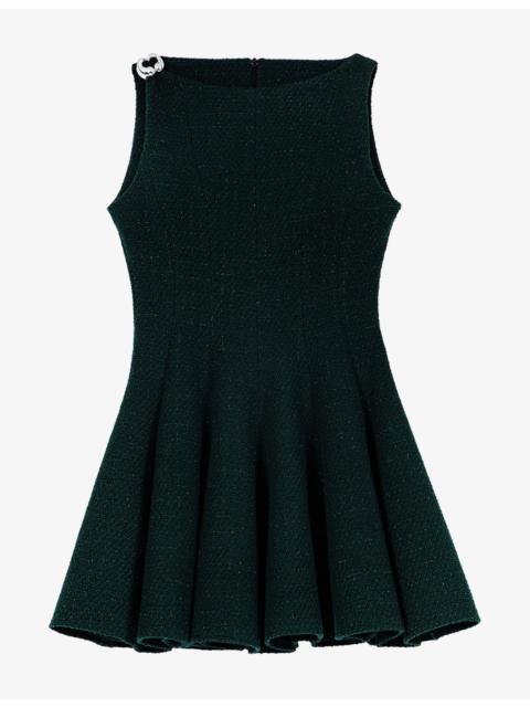 maje Sleeveless Hardware-Embellished Tweed Mini Dress