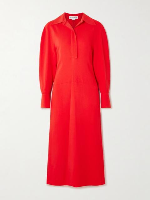 Victoria Beckham Asymmetric Gathered Crepe Shirt Dress
