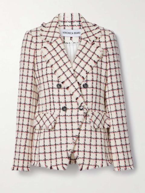 Taja double-breasted checked cotton-blend tweed blazer