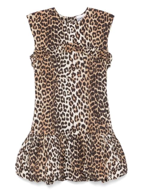 GANNI leopard-print cotton mini dress