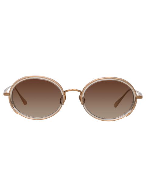 LINDA FARROW FINN OVAL SUNGLASSES IN ROSE GOLD