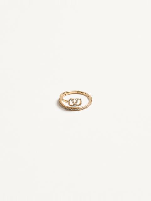 Valentino VLOGO SIGNATURE METAL AND SWAROVSKI® CRYSTAL RING