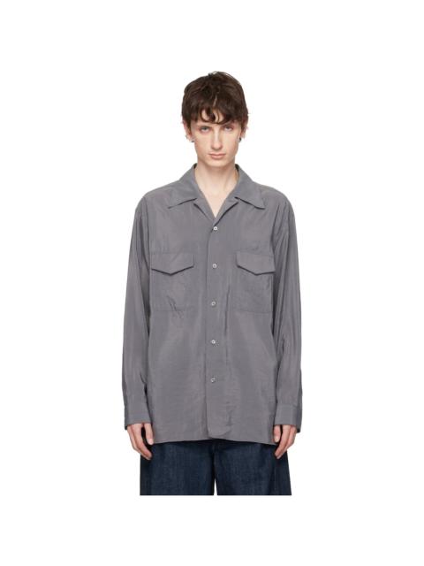 Lemaire Gray Convertible Collar Dry Silk Shirt
