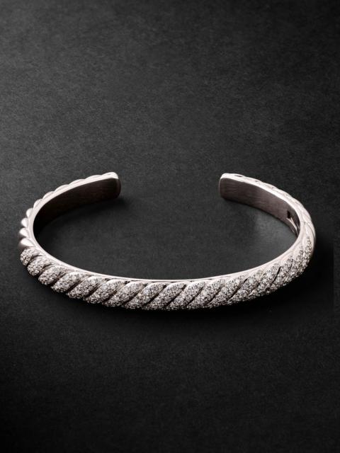 DAVID YURMAN Sculpted Cable 18-Karat White Gold Diamond Cuff