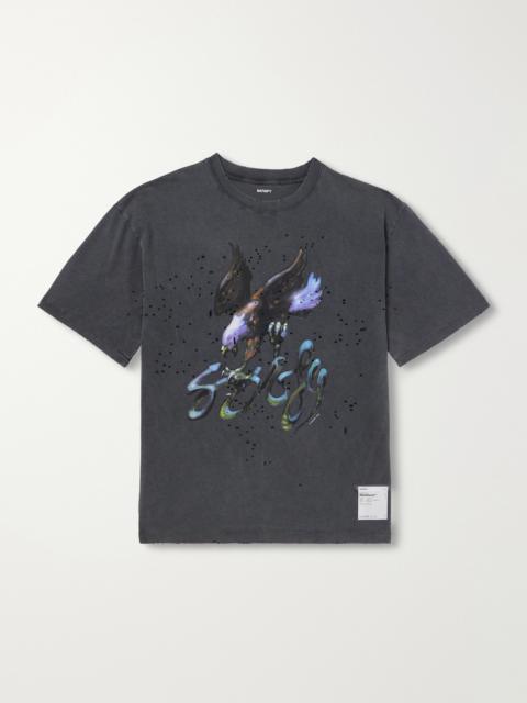 SATISFY Printed Distressed MothTech™ Cotton-Jersey T-Shirt