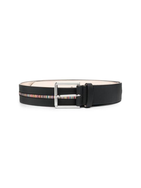 Artist-stripe leather belt