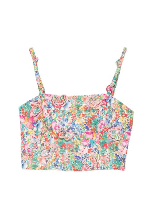 FARM RIO butterfly-appliquéd crop top