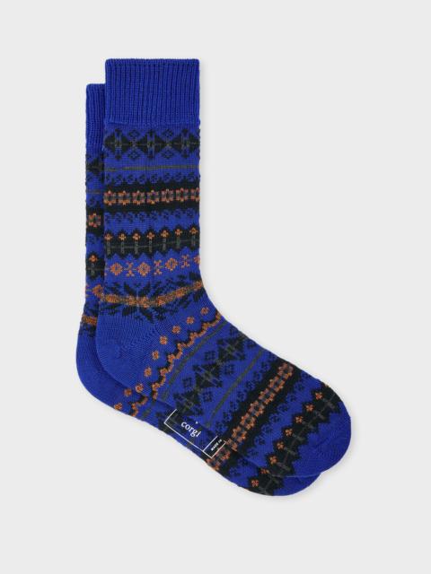 Paul Smith Paul Smith + Corgi - Blue Wool-Blend Fair Isle Socks