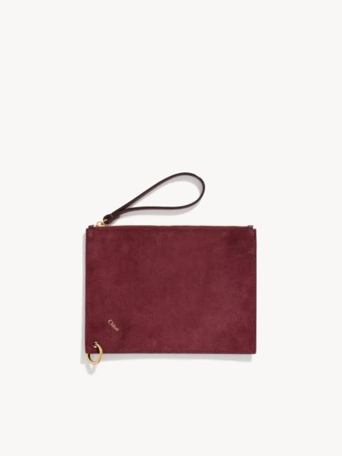 Chloé CHLOÉ SPIN ZIPPED POUCH IN SUEDE & SOFT LEATHER