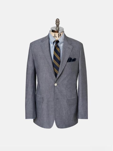 J. PRESS MADE-IN-CANADA SOLID NAVY COTTON CHAMBRAY SPORT COAT