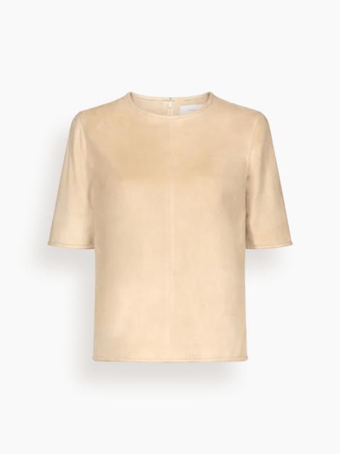 Loulou de Saison Zaida Suede Boxy T-Shirt in Beige