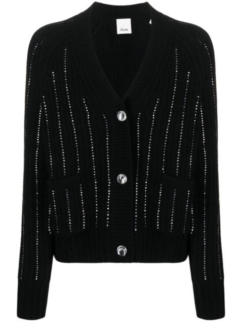 Allude rhinestone-stripes wool-blend cardigan