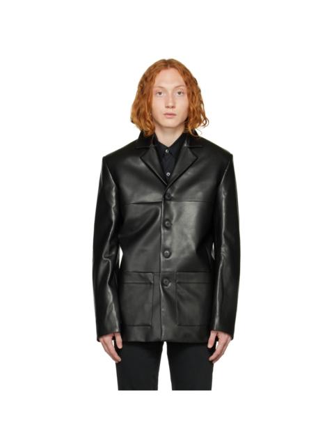 MISBHV Black Davide Faux-Leather Blazer