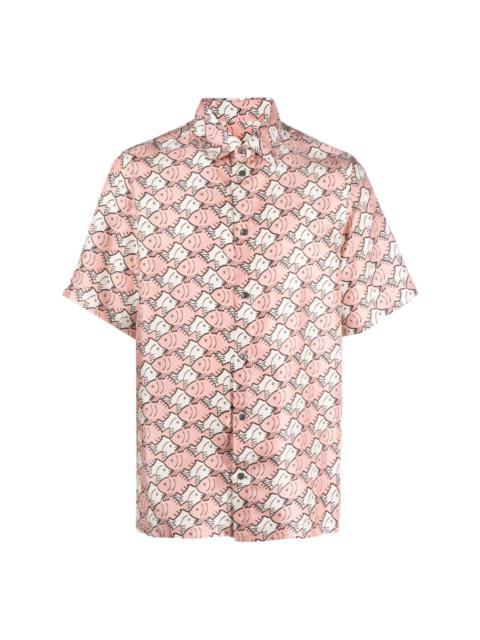 dolphin-print silk shirt