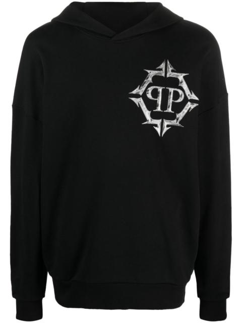 PHILIPP PLEIN Chrome logo-print hoodie