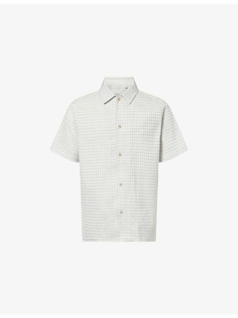 Les Deux Check Seersucker Short-Sleeve Cotton Shirt