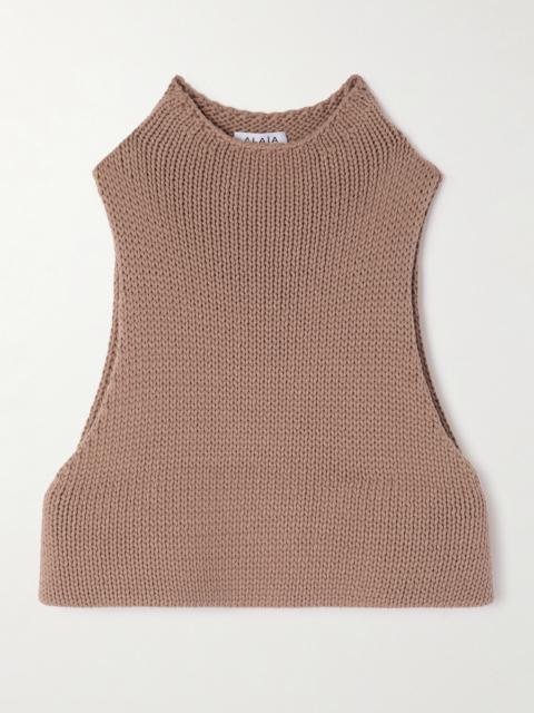Alaïa Cropped Cotton-blend Turtleneck Tank