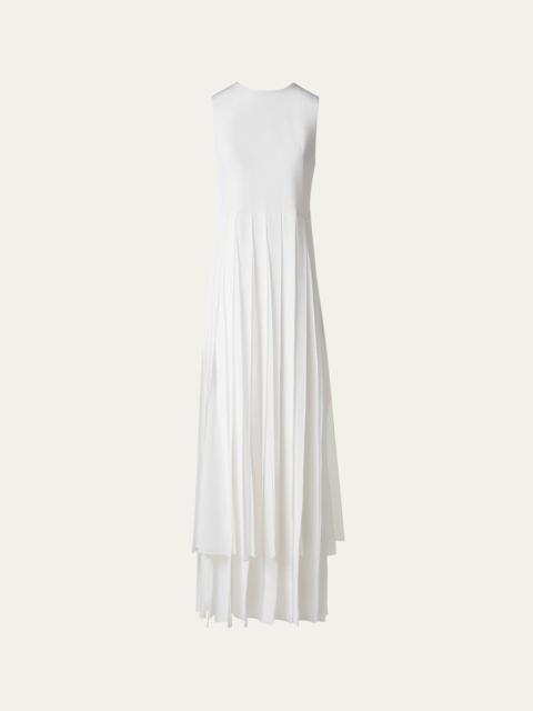 AKRIS Sleeveless Pleated Ribbon Silk Crepe Gown