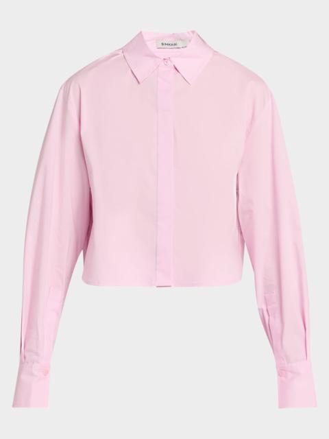 SIMKHAI Renata Cropped Button-Front Shirt