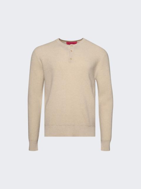 The Elder Statesman Waffle Thermal Henley Natural