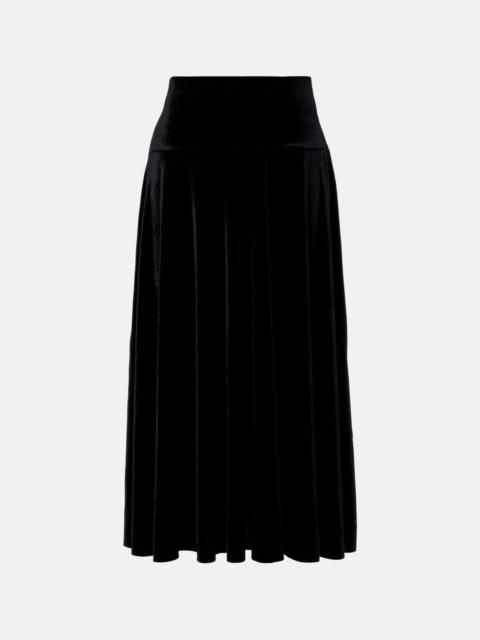 NORMA KAMALI Flared pleated velvet midi skirt